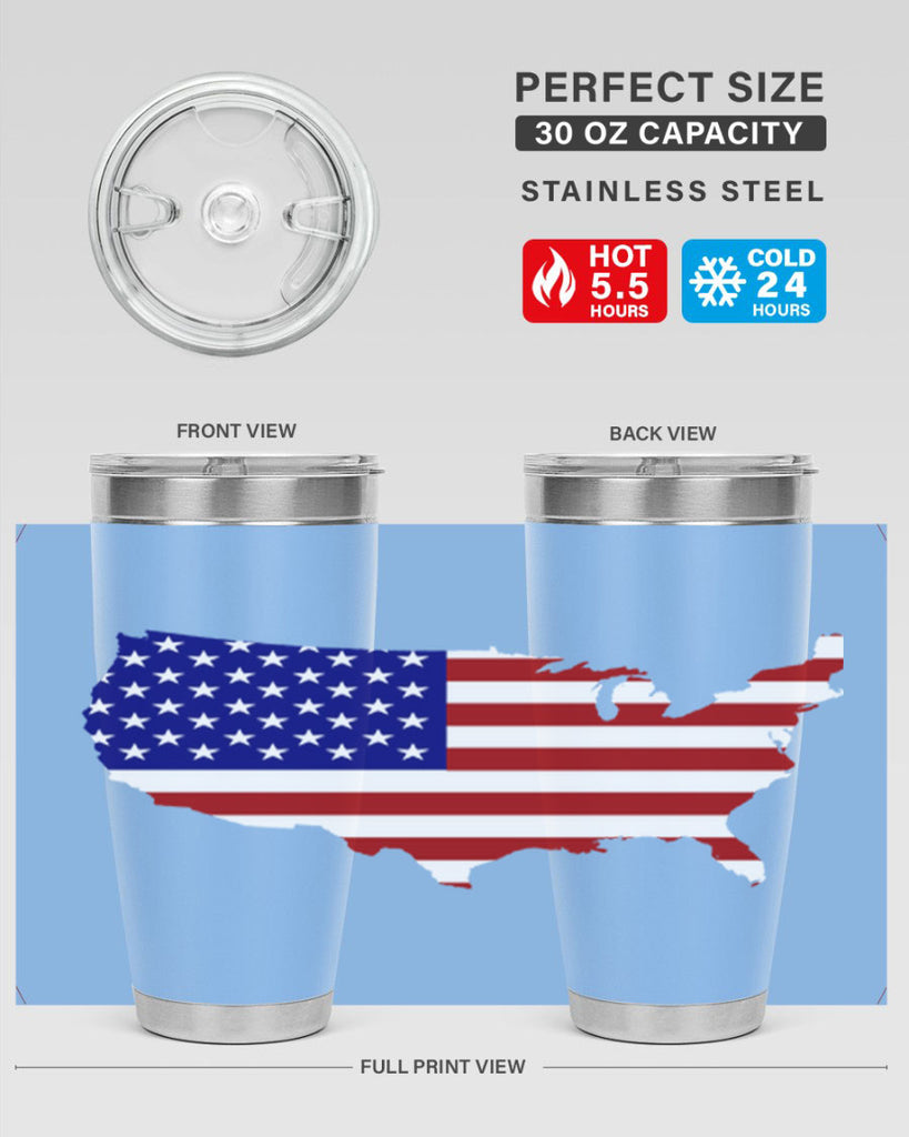 Flag With Map Style 50#- Fourt Of July- Tumbler