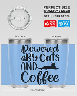 Powered By Cats And Coffee Style 102#- cat- Tumbler