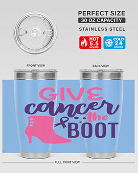 give cancer the boot Style 1#- breast cancer- Tumbler