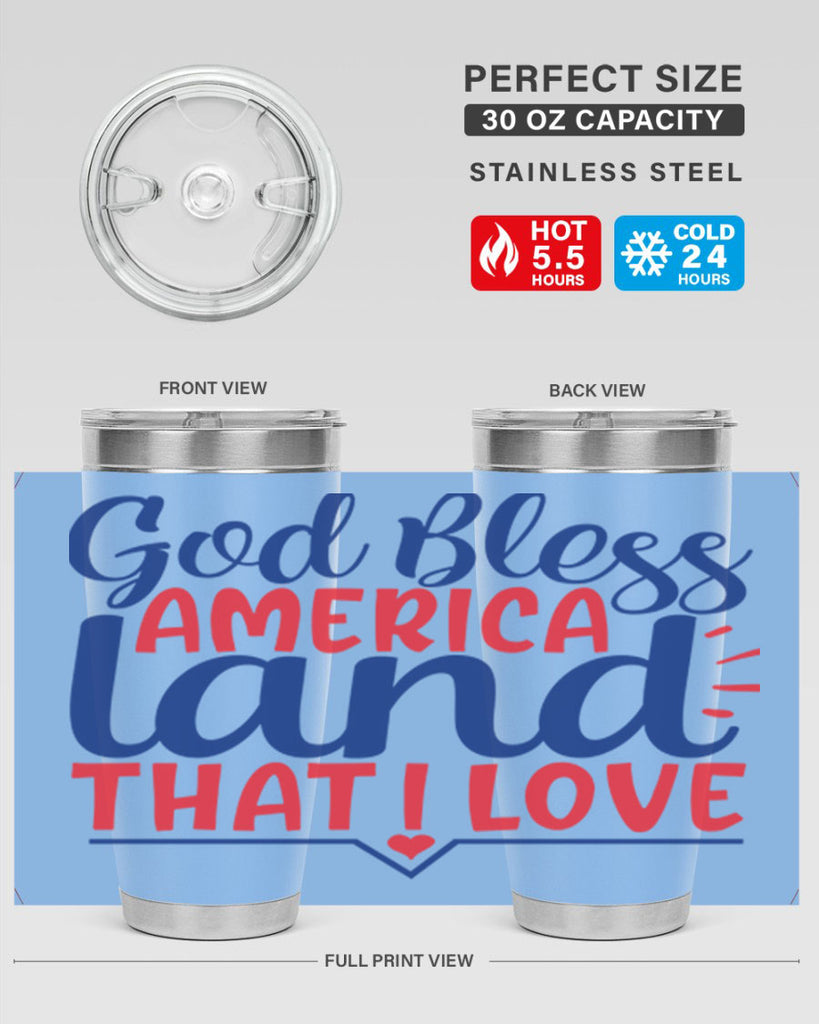 god bless america land that i love Style 54#- Fourt Of July- Tumbler