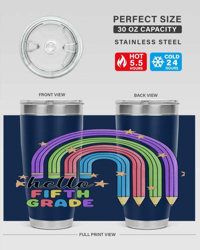 Hello 5th Grade Pencil Rainbow 13#- 5th grade- Tumbler
