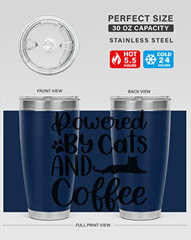 Powered By Cats And Coffee Style 102#- cat- Tumbler