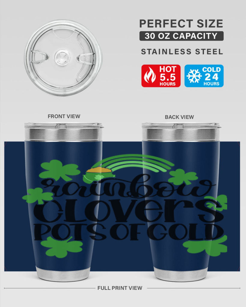 Rainbow Clovers Pots Of Gold Style 35#- St Patricks Day- Tumbler