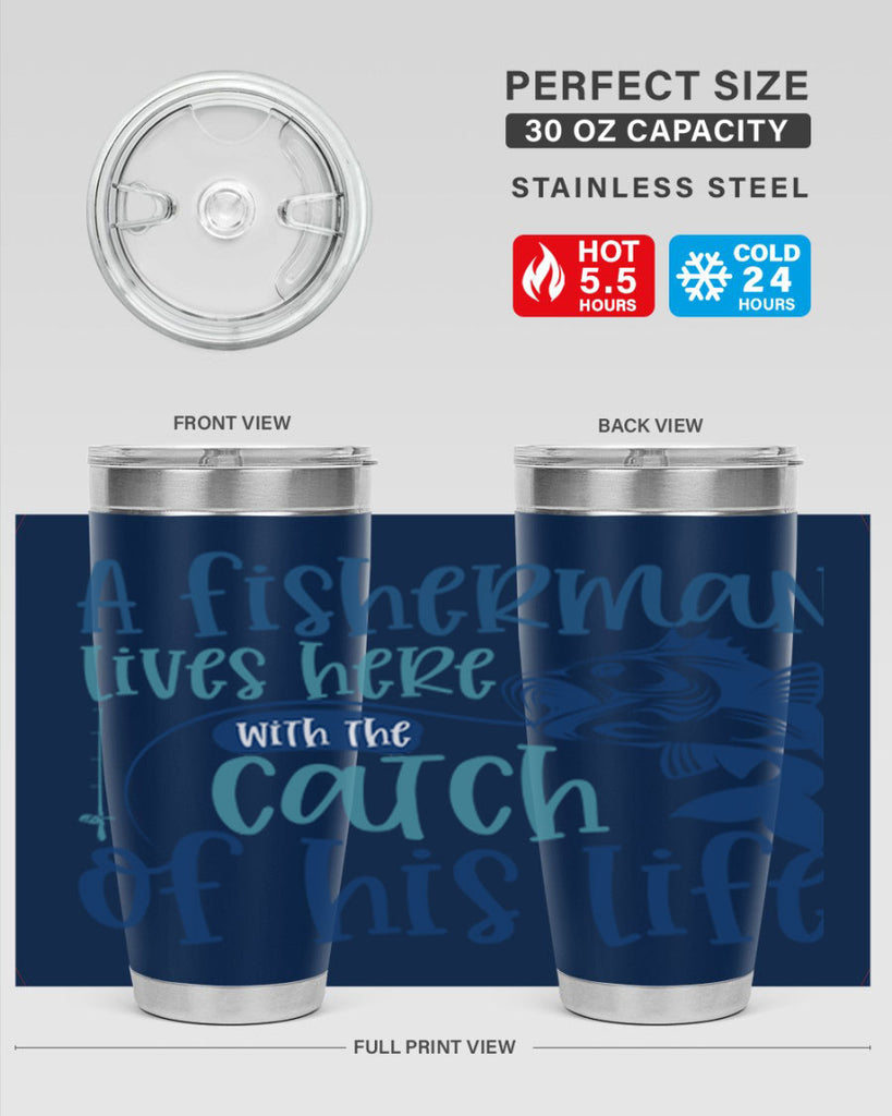 a fisherman lives here with the catch 228#- fishing- Tumbler