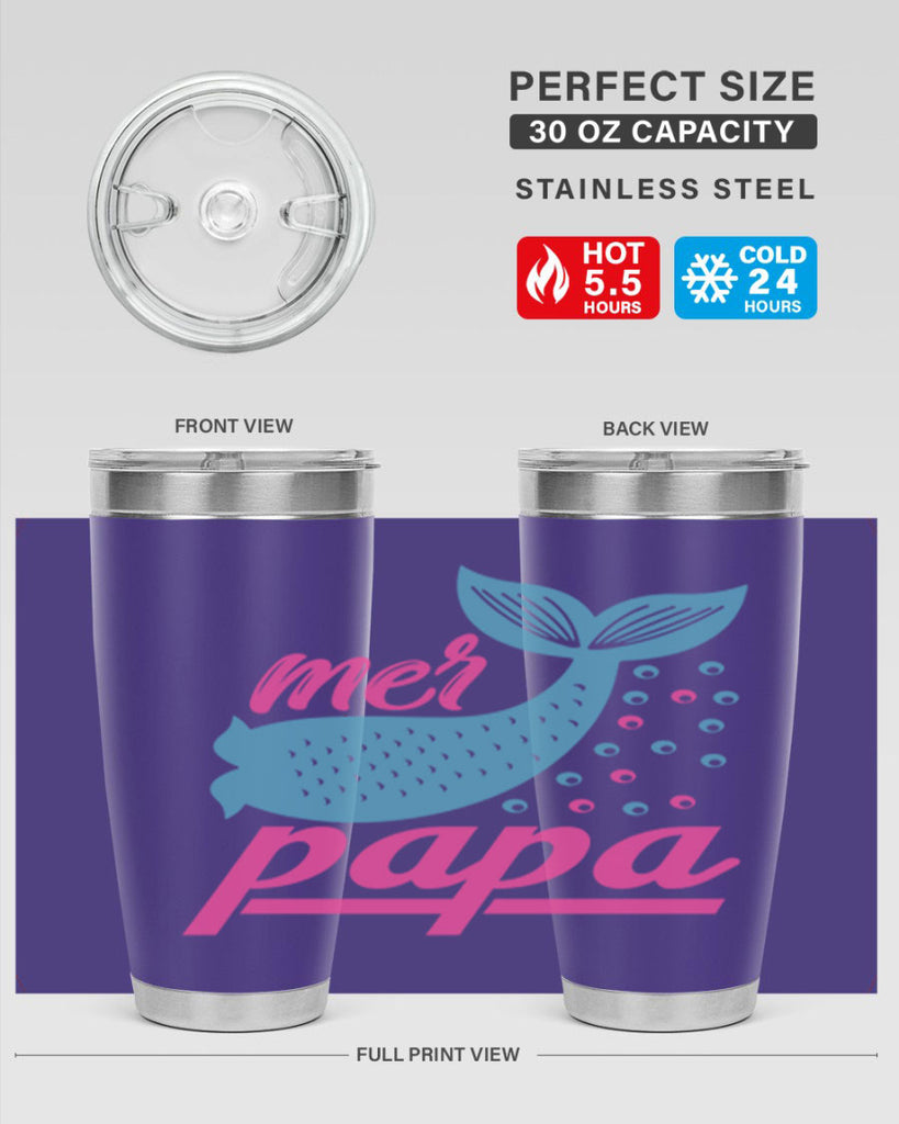 Mer Papa 344#- mermaid- Tumbler