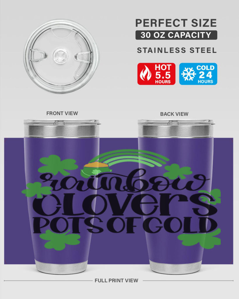 Rainbow Clovers Pots Of Gold Style 35#- St Patricks Day- Tumbler