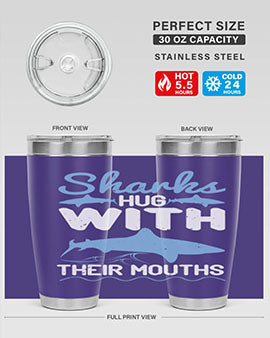 Sharks hug with their mouths Style 22#- shark  fish- Tumbler