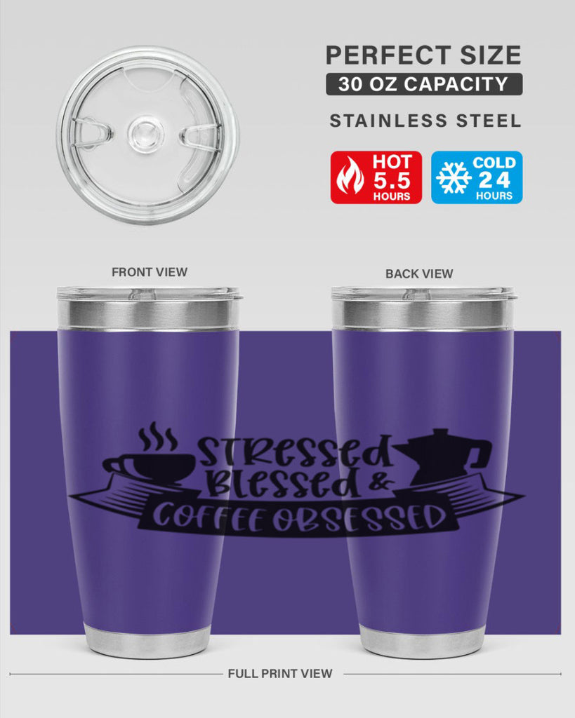 stressed blessed coffee obsessed 27#- coffee- Tumbler