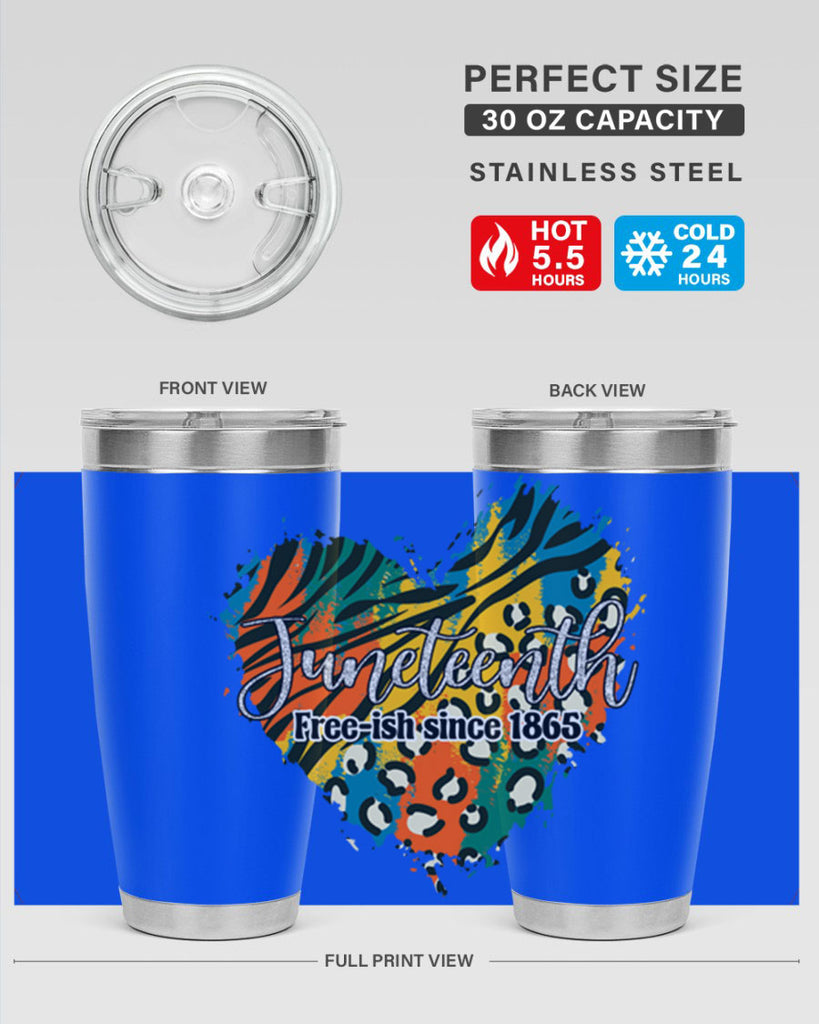 Juneteenth Freeish Since 1865 Heart Png 38#- Juneteenth- tumbler
