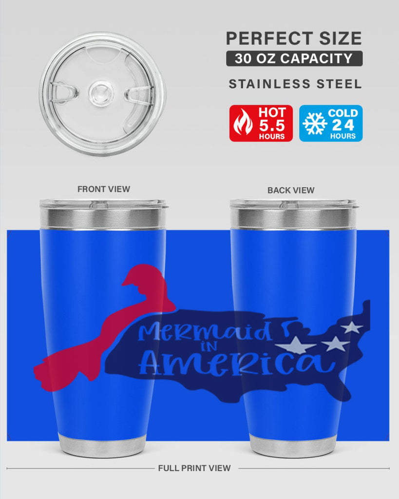 Mermaid In America Style 167#- Fourt Of July- Tumbler