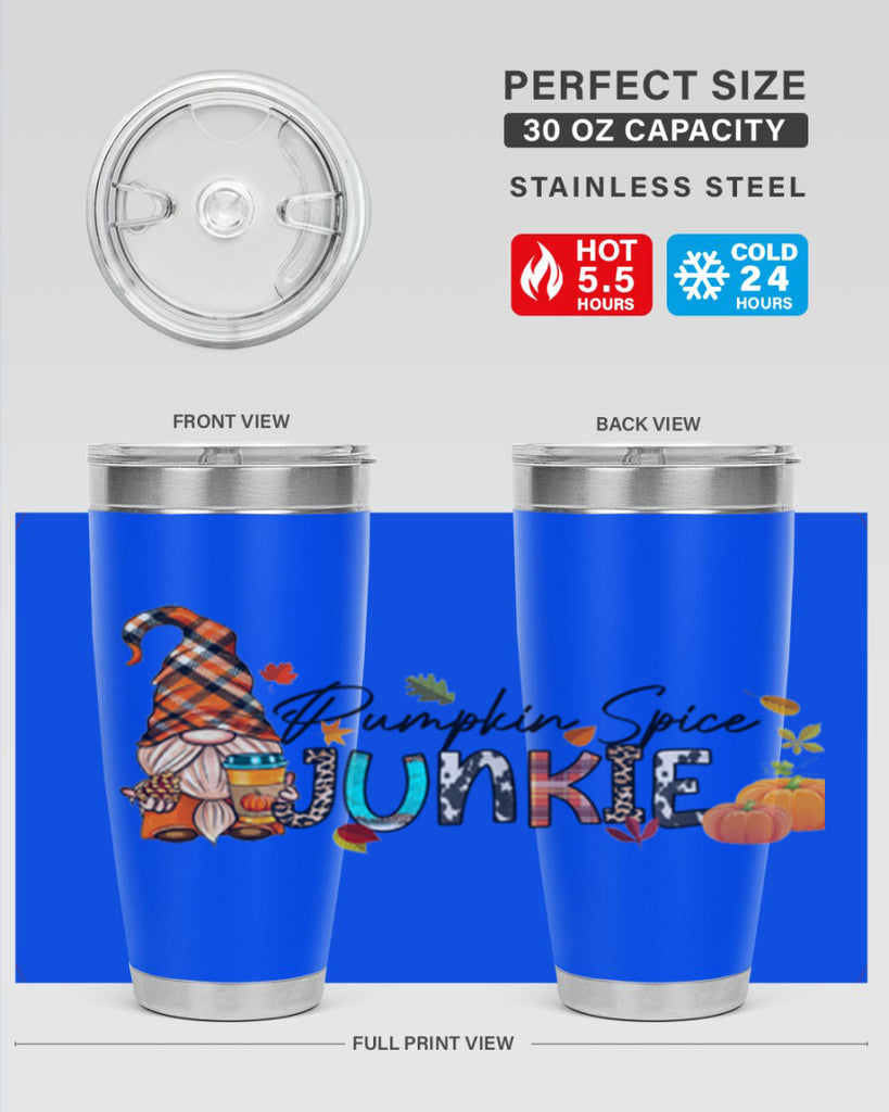 PumpkinSpiceJunkieFallGnome 567#- fall- Tumbler