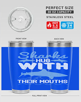 Sharks hug with their mouths Style 22#- shark  fish- Tumbler