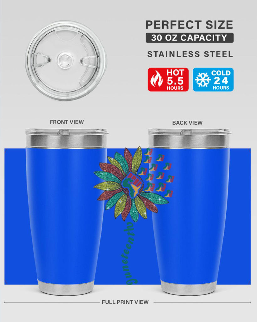 Sunflower Fist Juneteenth Black History 24#- Juneteenth- tumbler