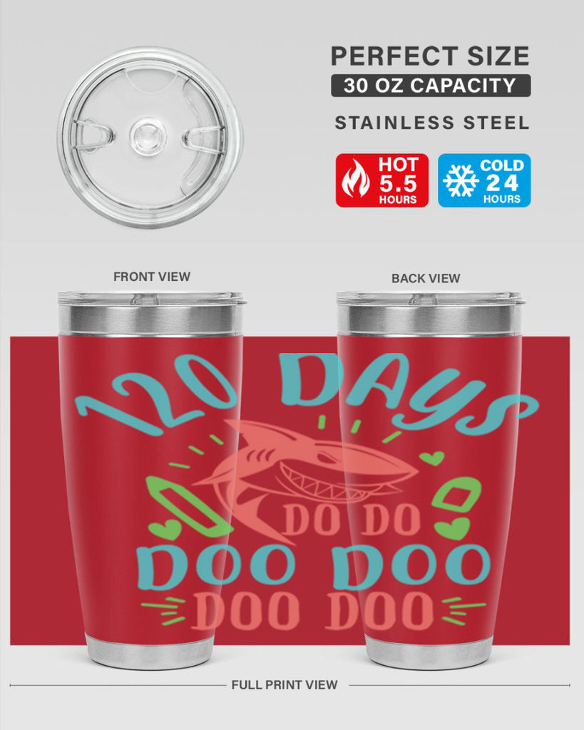 10 120 days shark doo doo 18#- 100 days of school- Tumbler