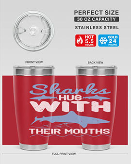 Sharks hug with their mouths Style 22#- shark  fish- Tumbler