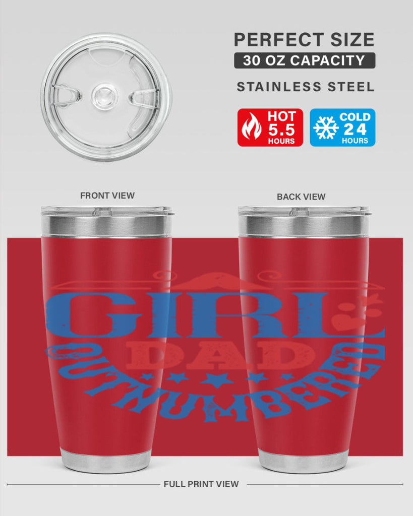 girl dad outnumbered 219#- fathers day- Tumbler