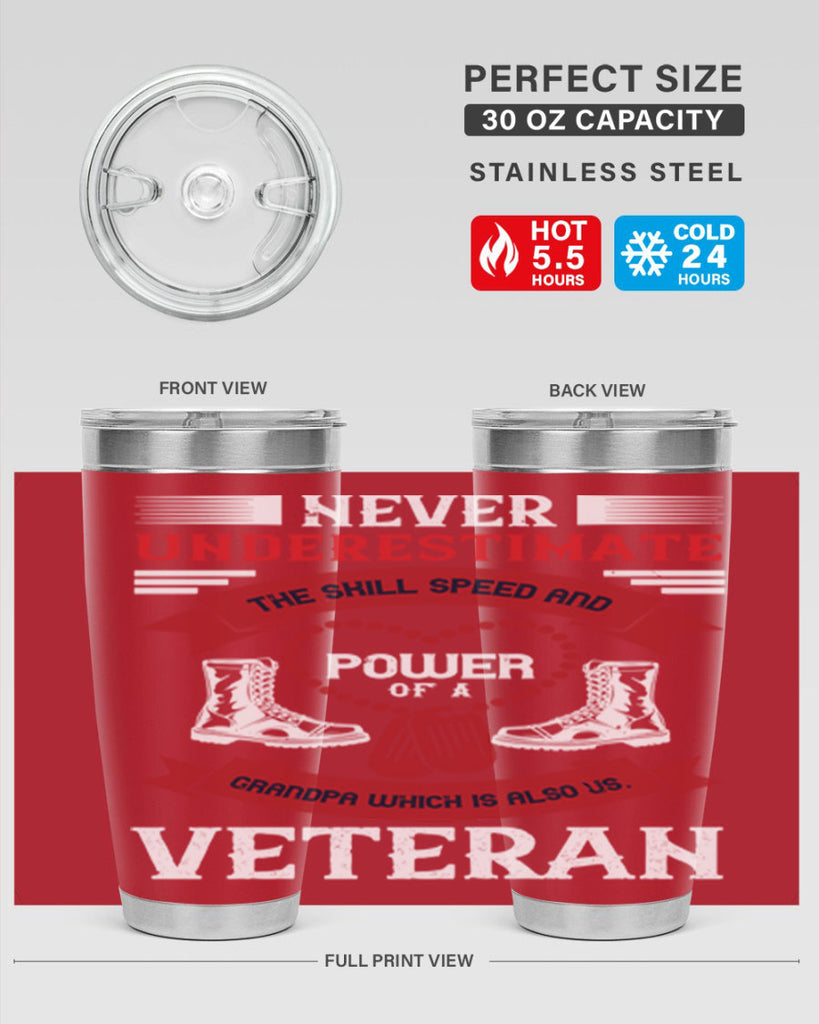 never underestimate the skill speed and power of a grandpa a which is also us veteran 44#- Veterns Day- Tumbler