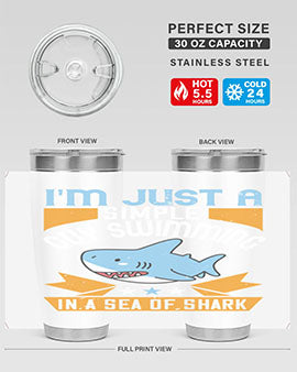 Im just a simple guy swimming in a sea of shark Style 74#- shark  fish- Tumbler