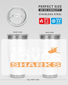 this boy loves sharks Style 14#- shark  fish- Tumbler