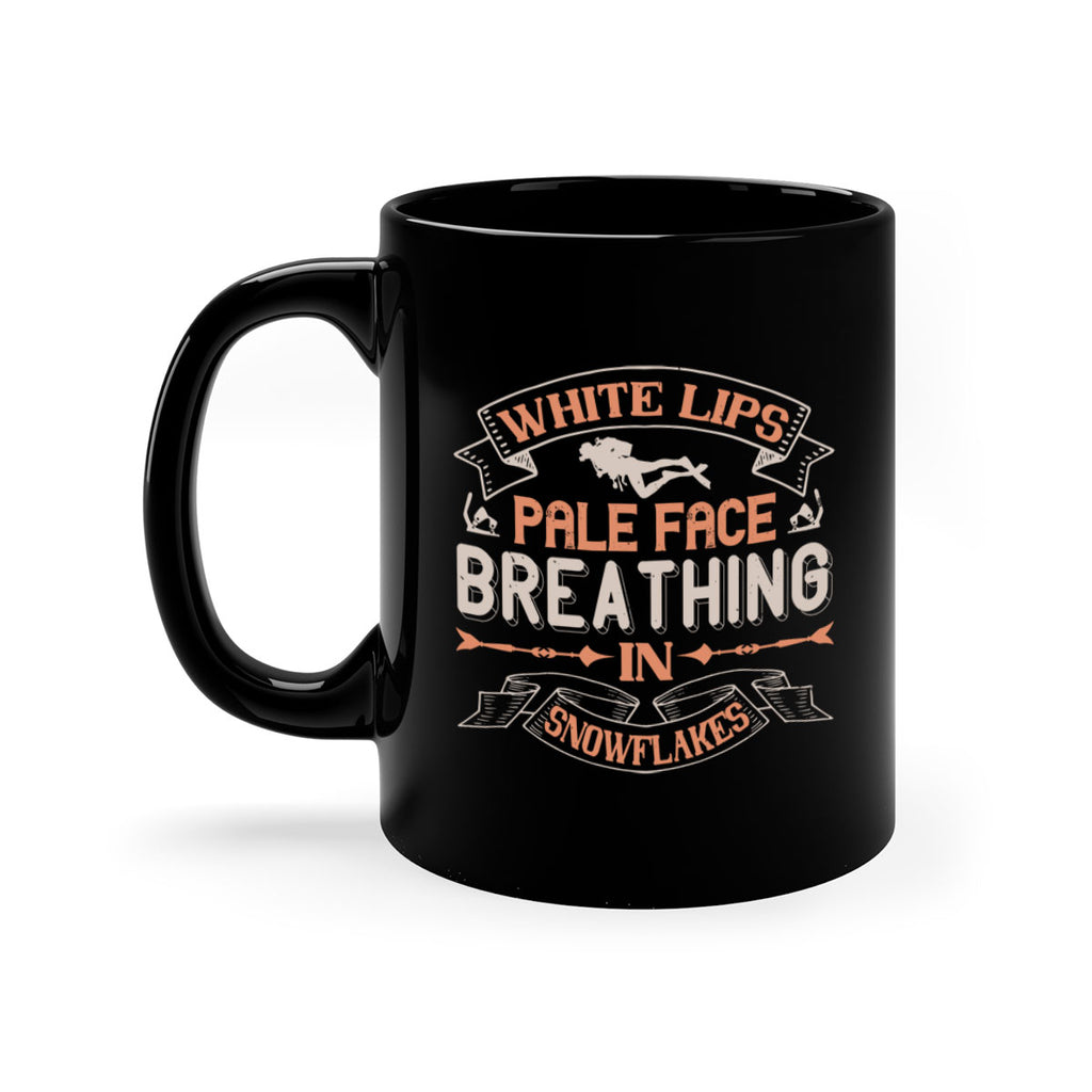 White lips pale face breathing in snowflakes 47#- ski-Mug / Coffee Cup