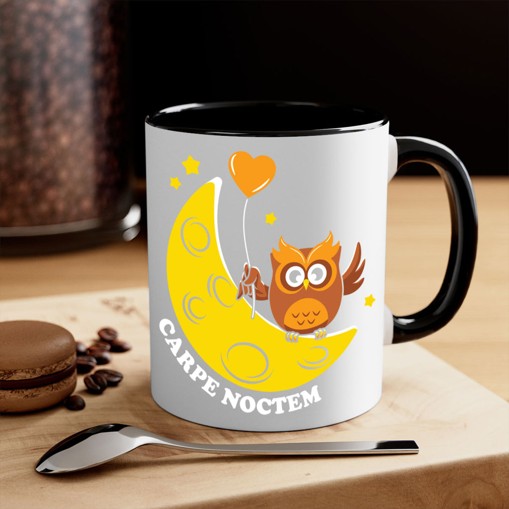 Carpe Noctem Moon Stars Owl A TurtleRabbit 1#- owl-Mug / Coffee Cup