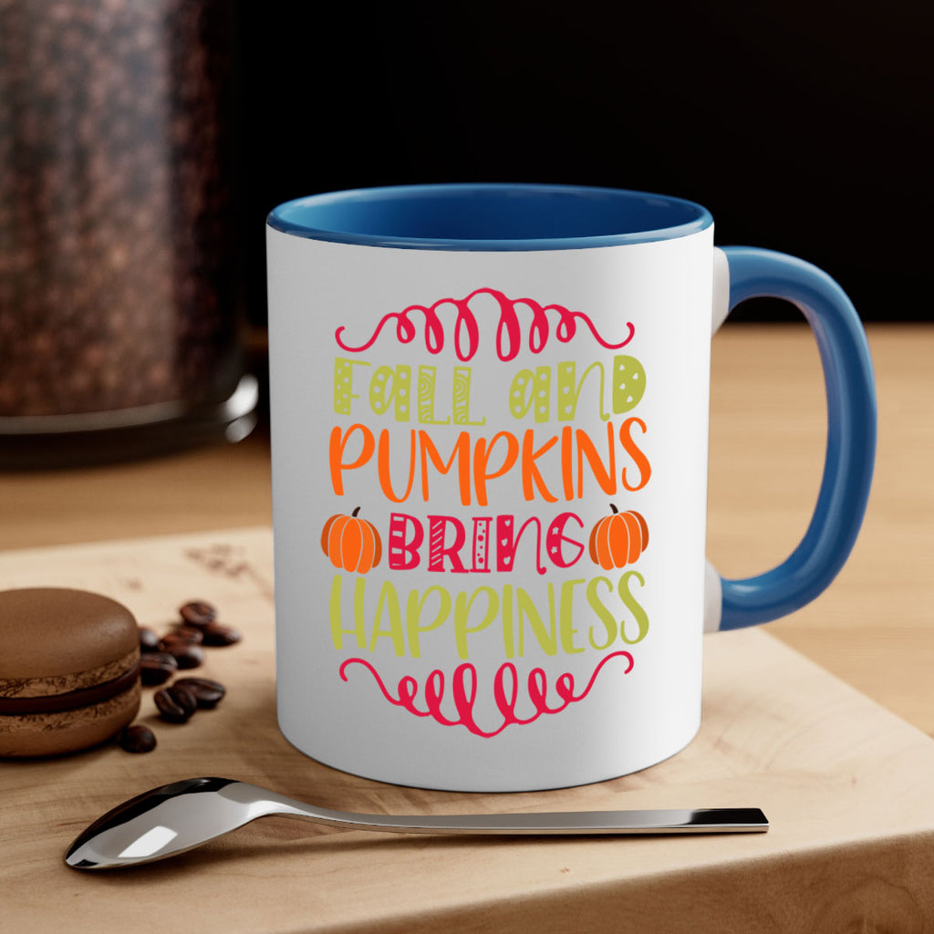 Fall and Pumpkins bring Happiness 86#- fall-Mug / Coffee Cup