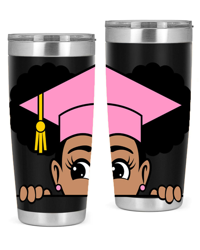peekaboo afro puffs grad girl 23#- women-girls- Tumbler