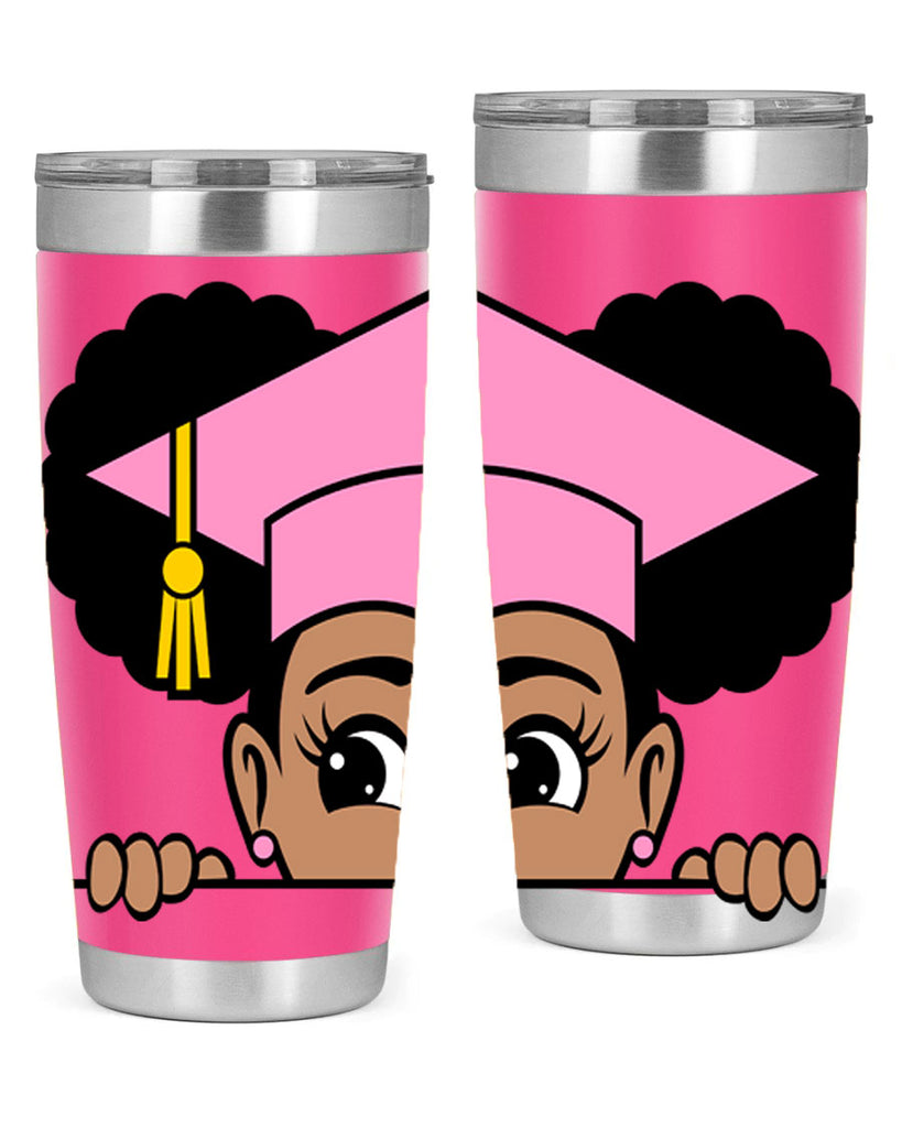 peekaboo afro puffs grad girl 23#- women-girls- Tumbler