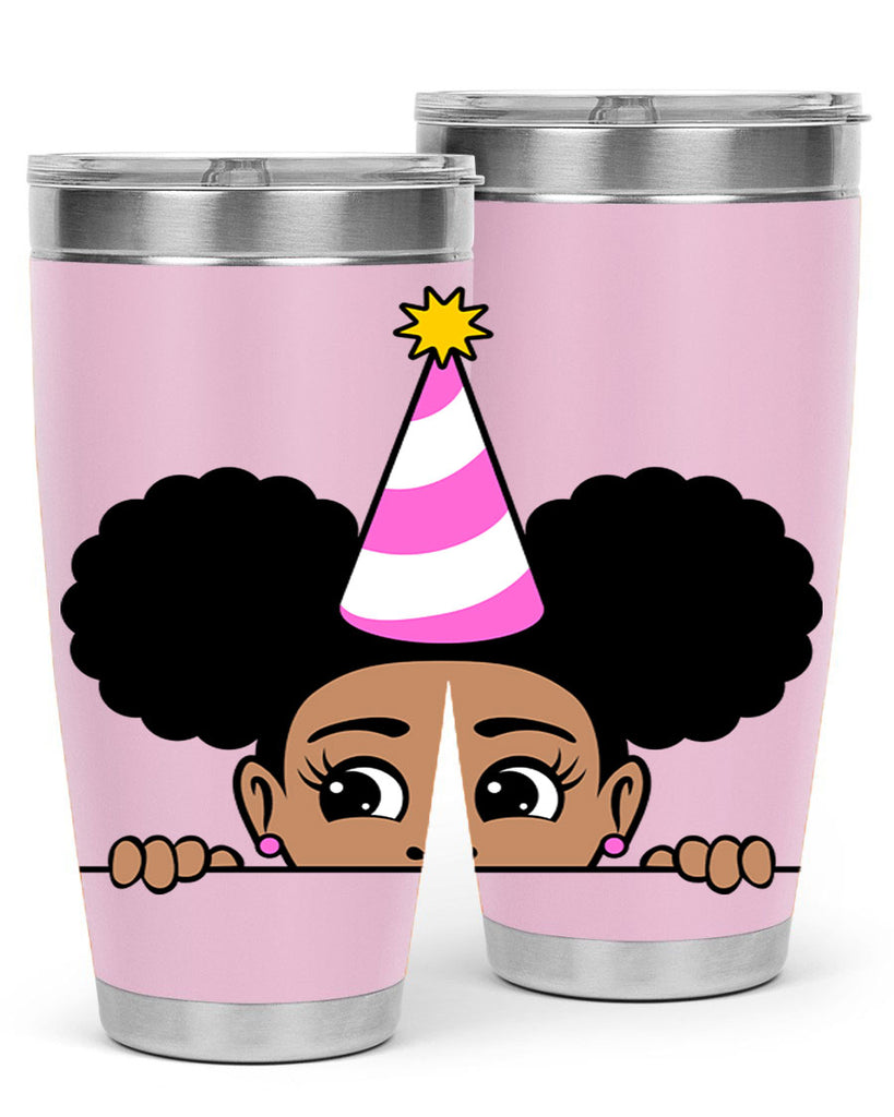 peekaboo afro puffs birthday girl 24#- women-girls- Tumbler