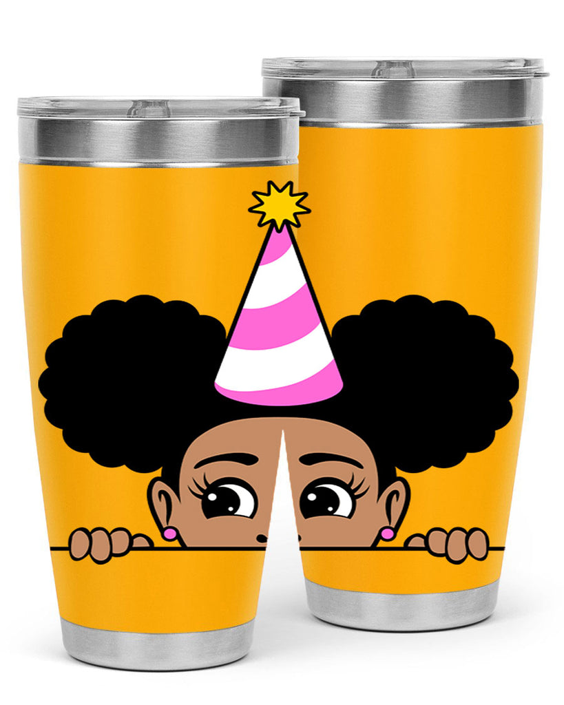 peekaboo afro puffs birthday girl 24#- women-girls- Tumbler
