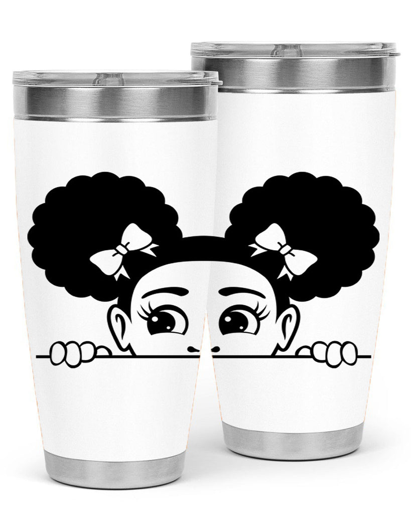 afro puffs girl peekaboo 80#- women-girls- Tumbler