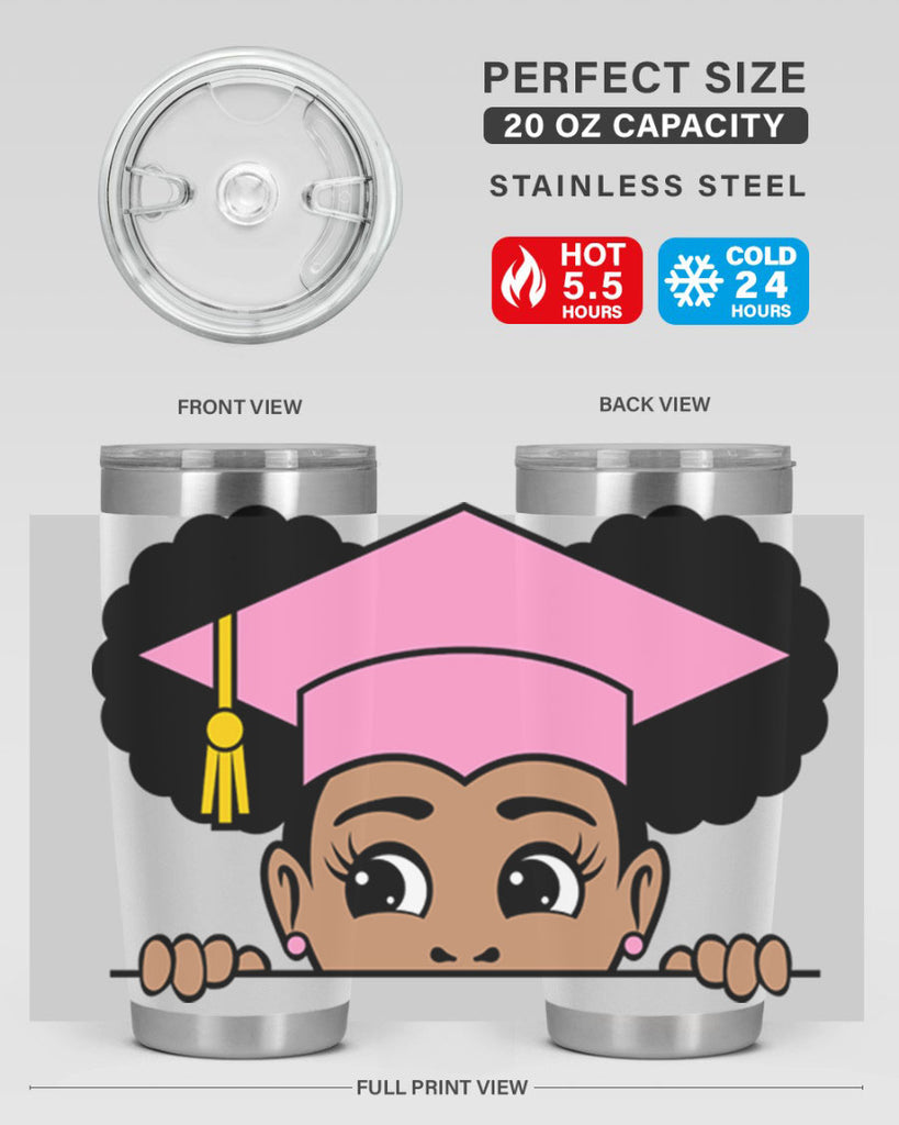 peekaboo afro puffs grad girl 23#- women-girls- Tumbler