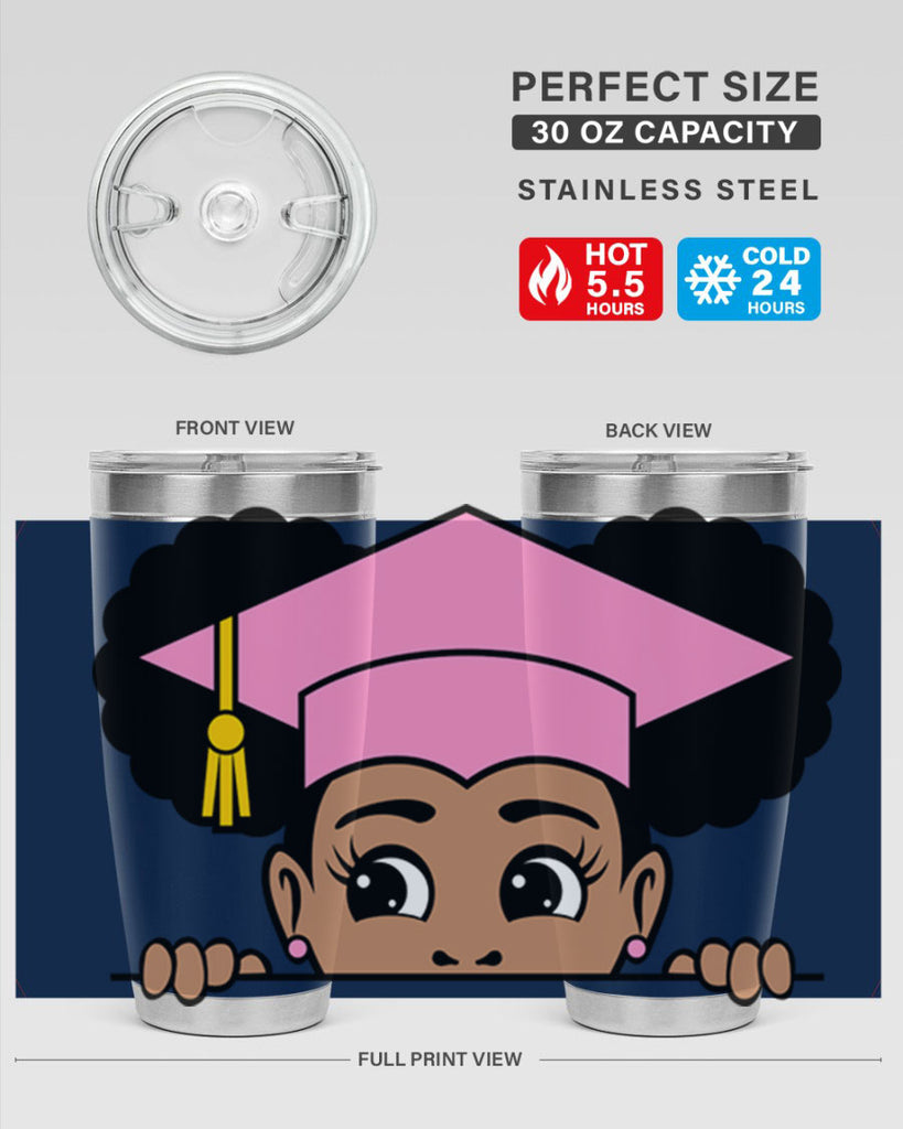 peekaboo afro puffs grad girl 23#- women-girls- Tumbler
