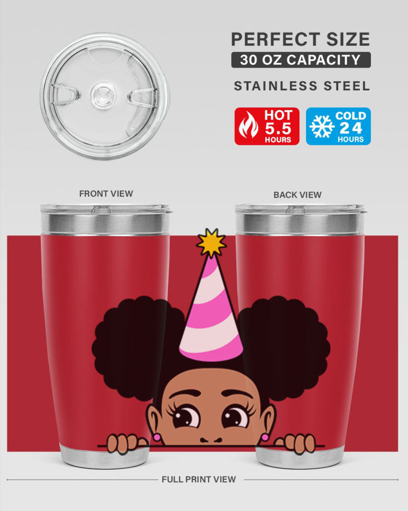 peekaboo afro puffs birthday girl 24#- women-girls- Tumbler