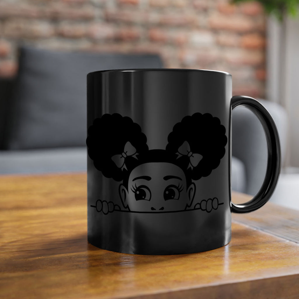 afro puffs girl peekaboo 81#- Black women - Girls-Mug / Coffee Cup