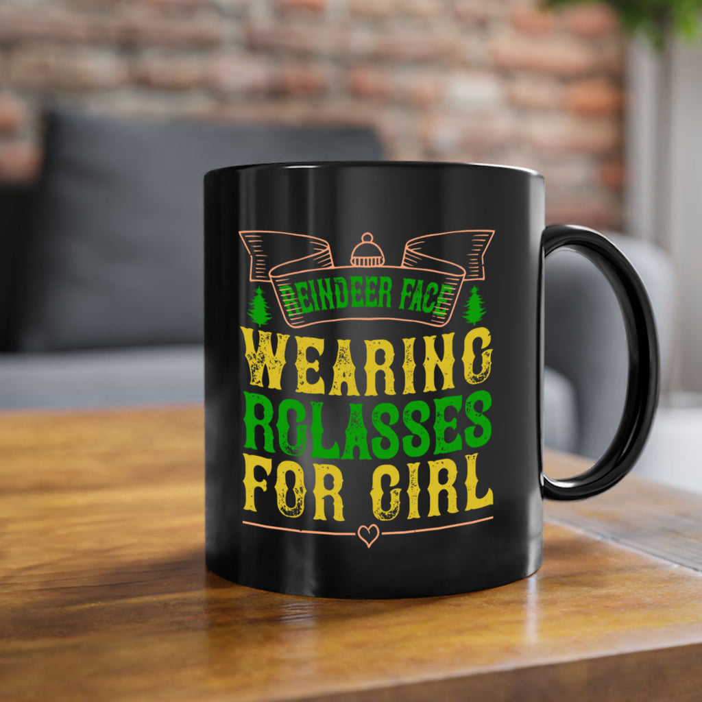 reindeer face wearing glasses for girl 368#- christmas-Mug / Coffee Cup