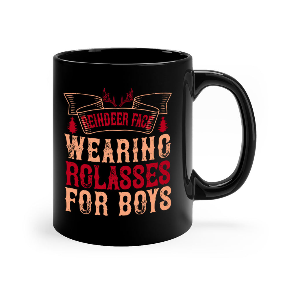 reindeer face wearing glasses for boys 370#- christmas-Mug / Coffee Cup