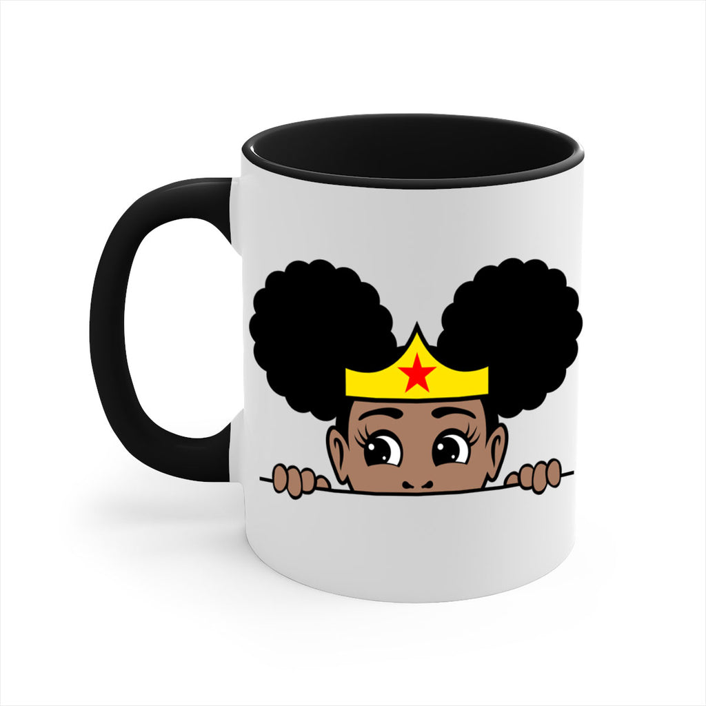 afro puff wonder woman girl peekaboo 84#- Black women - Girls-Mug / Coffee Cup