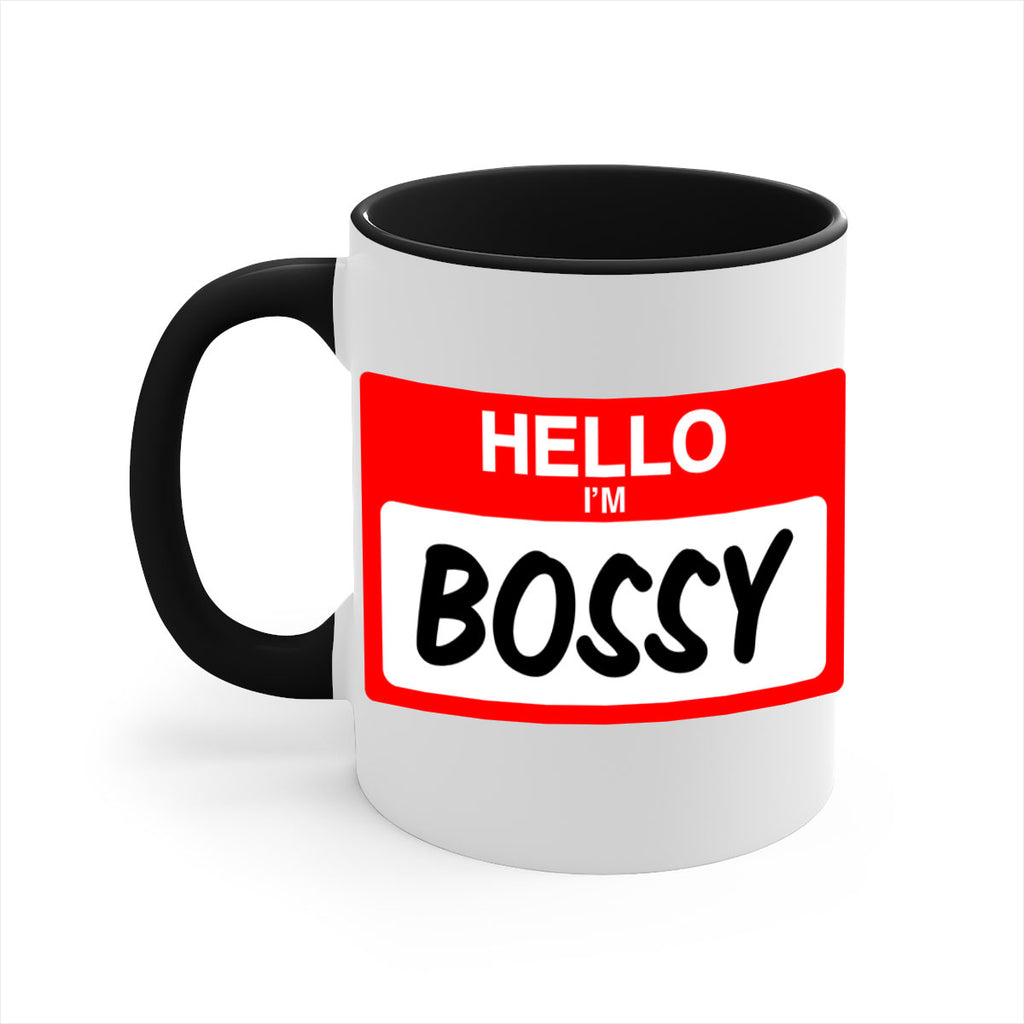 hello im bossy 132#- black words - phrases-Mug / Coffee Cup