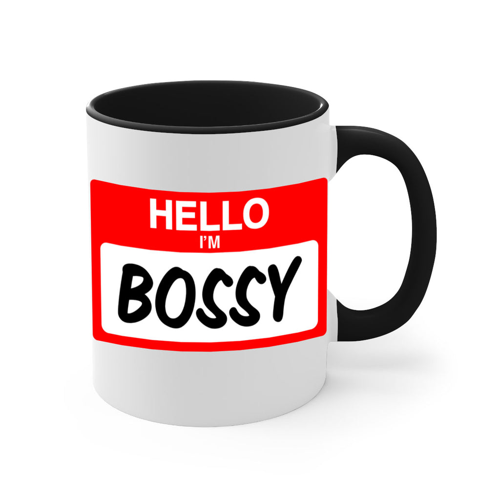 hello im bossy 132#- black words - phrases-Mug / Coffee Cup