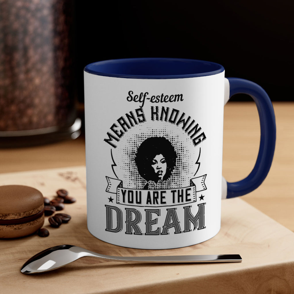 Selfesteem means knowing you are the dream Style 18#- Afro - Black-Mug / Coffee Cup