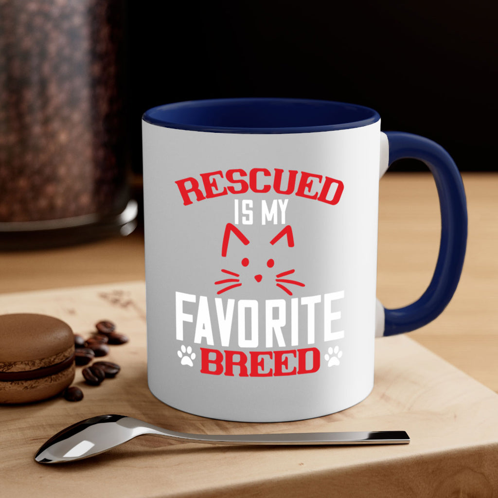 rescued is my favorite breed Style 114#- cat-Mug / Coffee Cup