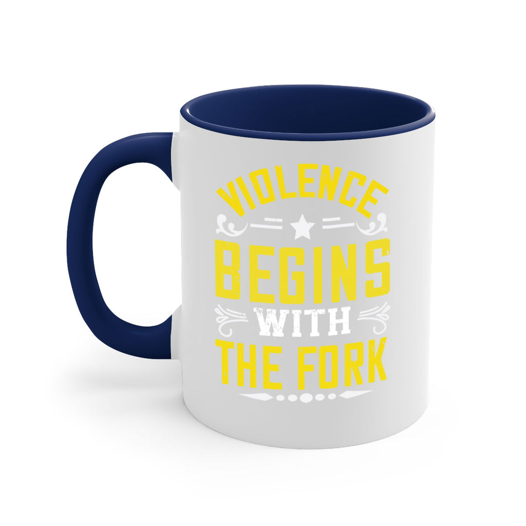 violence begins with the fork 11#- vegan-Mug / Coffee Cup