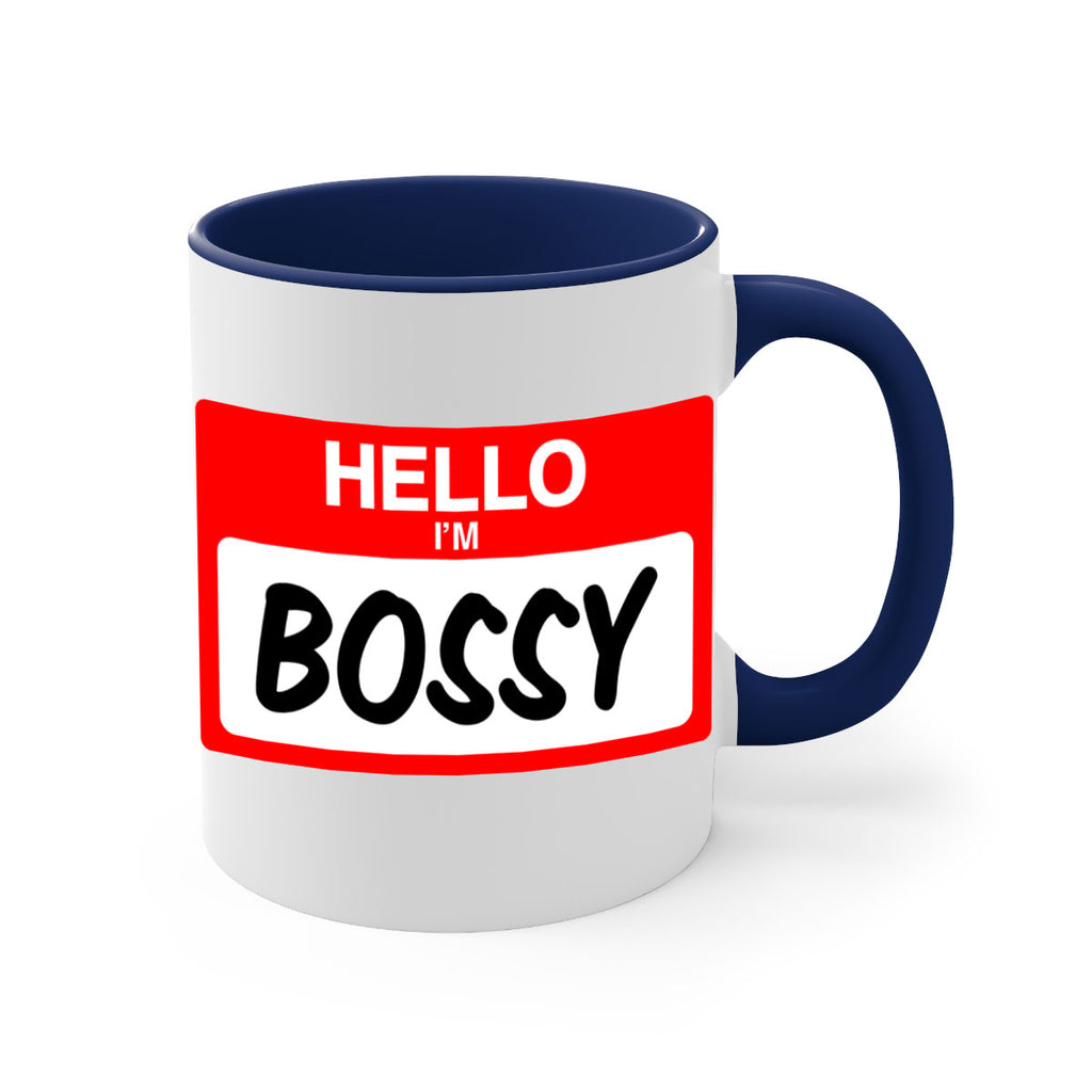 hello im bossy 132#- black words - phrases-Mug / Coffee Cup