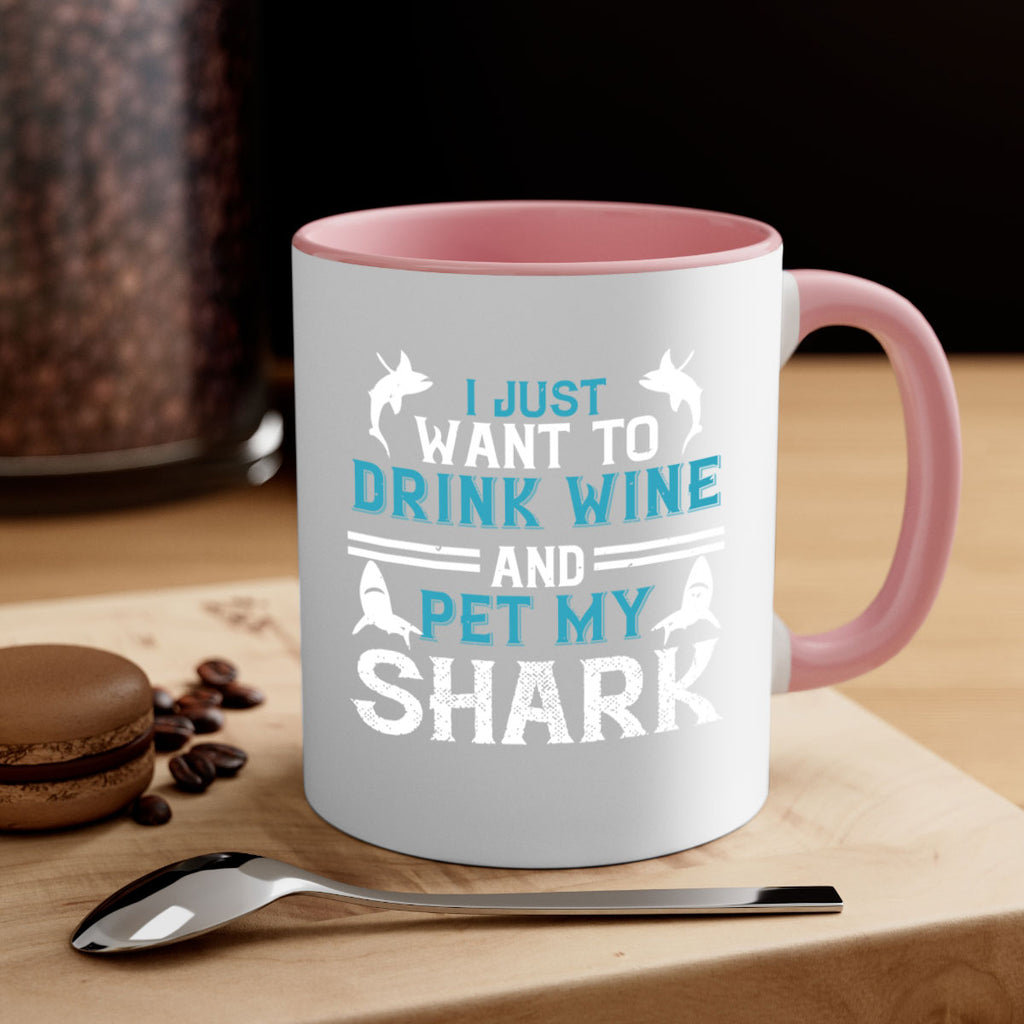 i just want to drink wine and pet my shark Style 80#- Shark-Fish-Mug / Coffee Cup