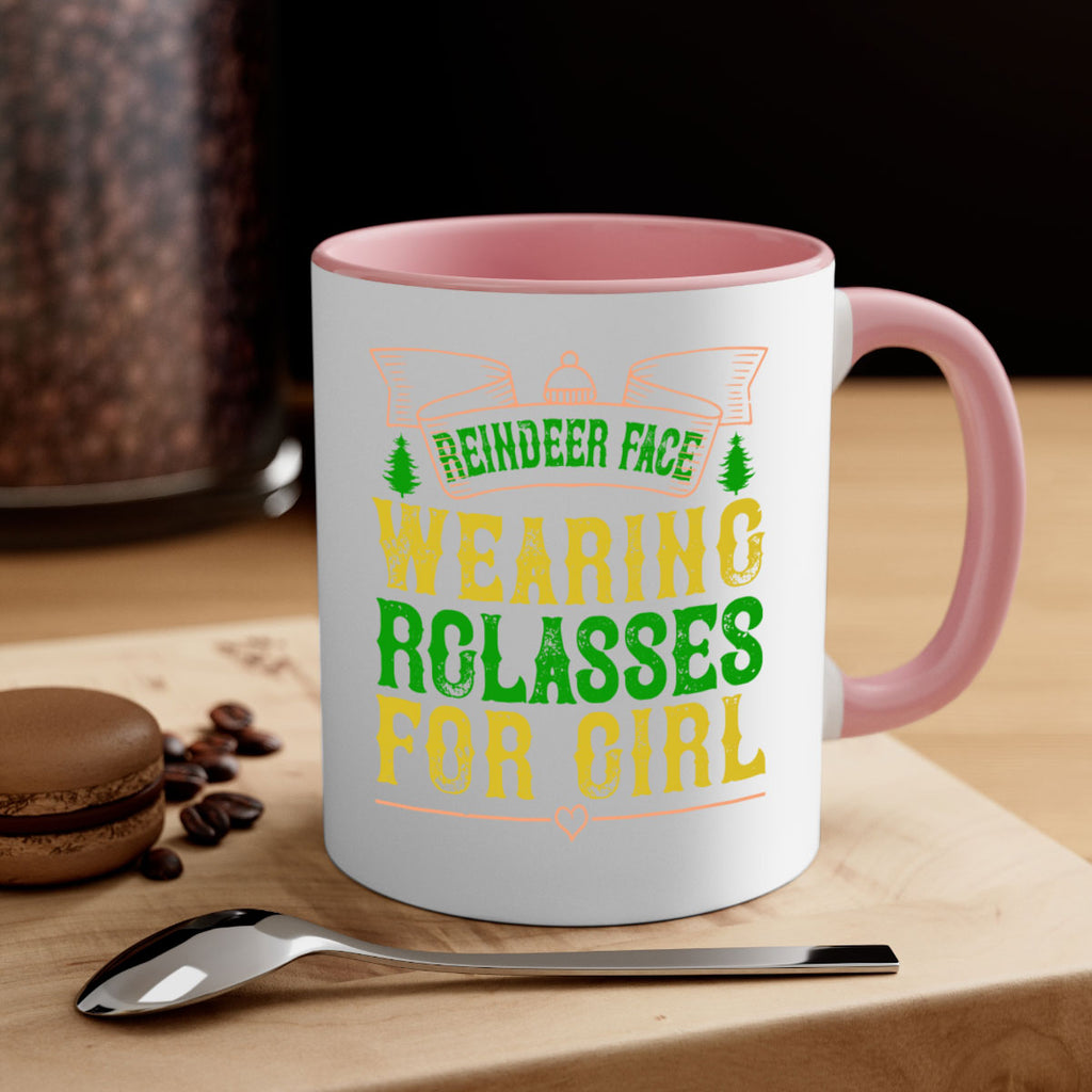 reindeer face wearing glasses for girl 368#- christmas-Mug / Coffee Cup