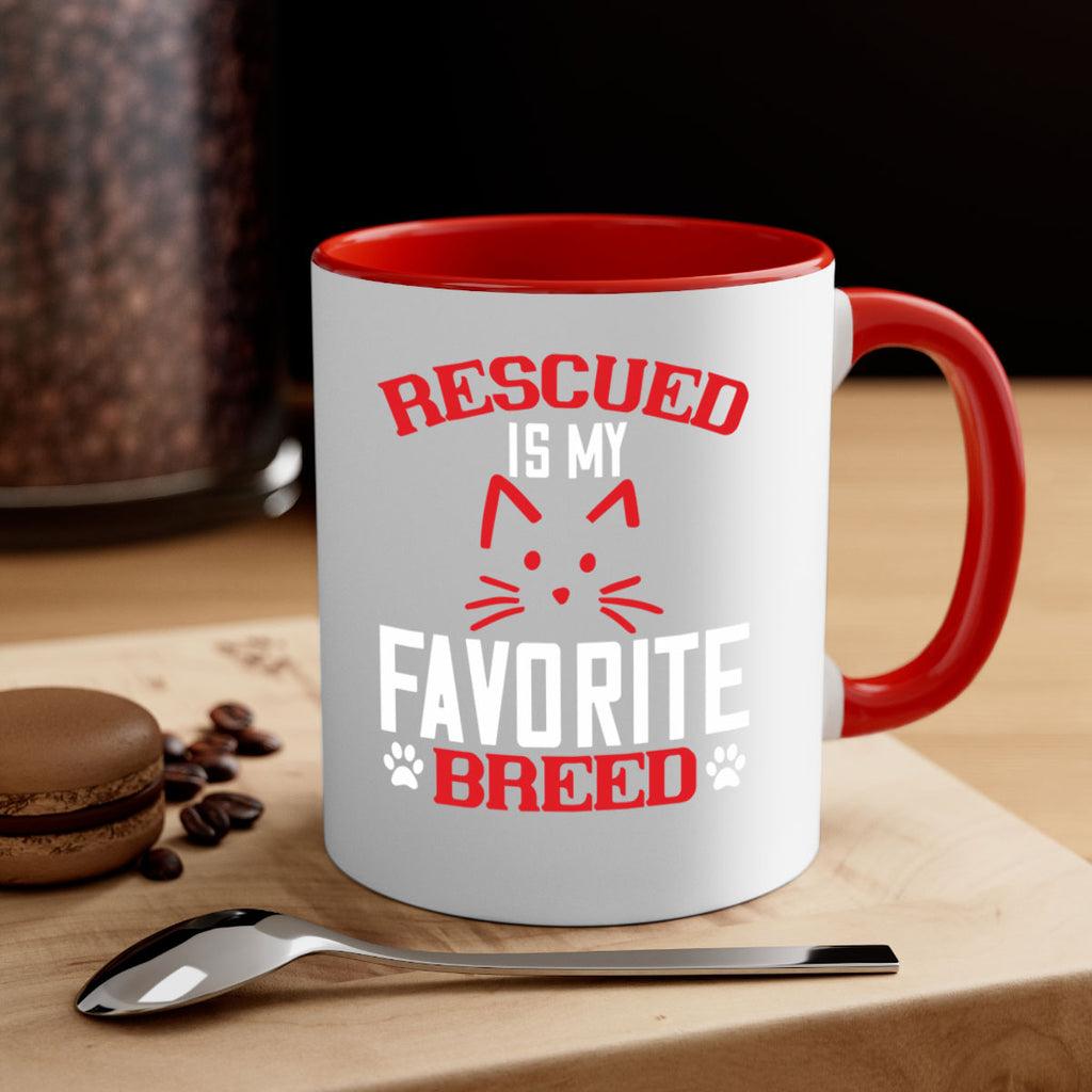 rescued is my favorite breed Style 114#- cat-Mug / Coffee Cup