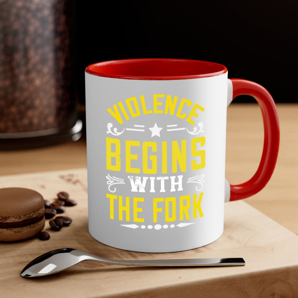 violence begins with the fork 11#- vegan-Mug / Coffee Cup