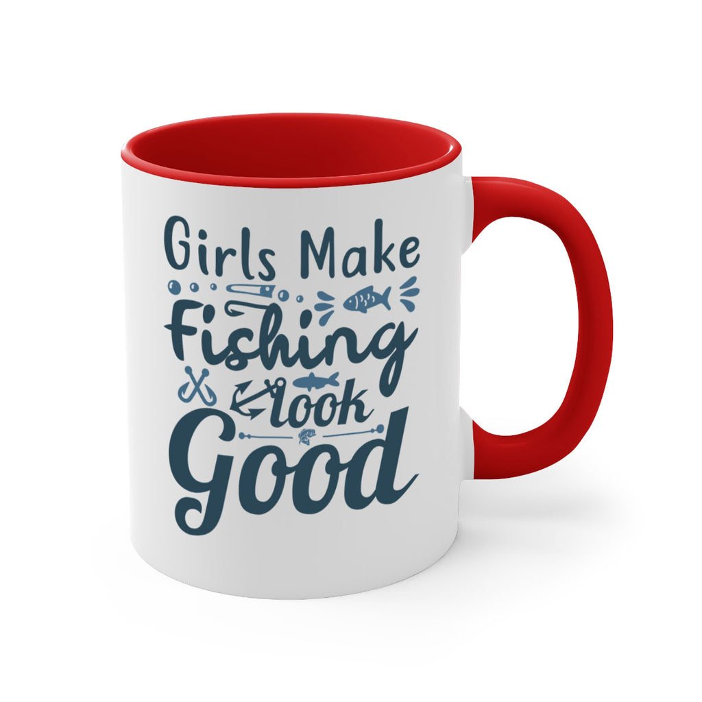 girl makes fishing 132#- fishing-Mug / Coffee Cup