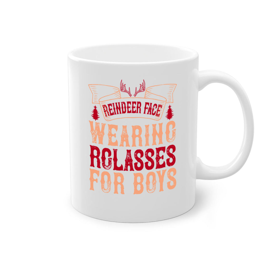 reindeer face wearing glasses for boys 370#- christmas-Mug / Coffee Cup